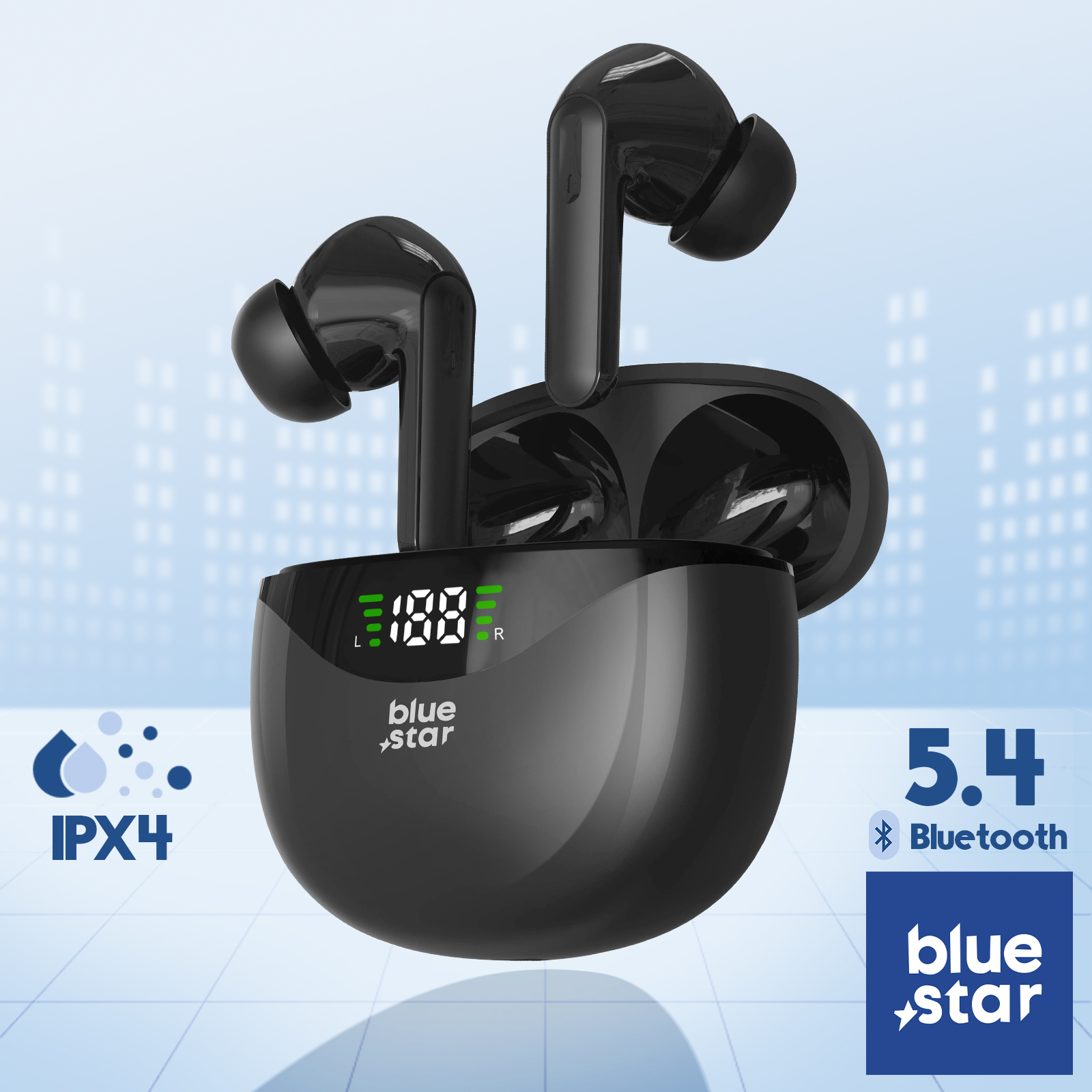 Auriculares inalámbricos Control táctil resistente al agua IPX4 Negro ...