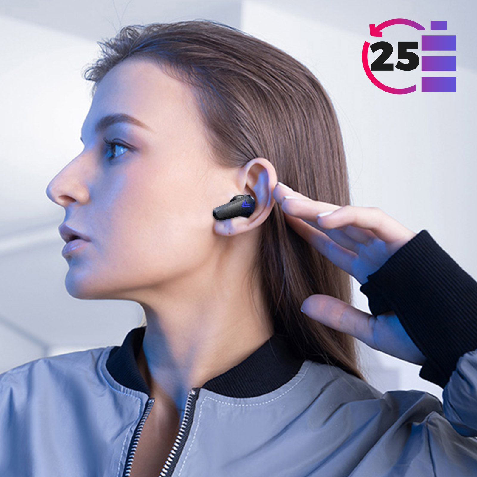 Ecouteurs Gaming RGB Bluetooth 5.2 boitier de charge affichage LED modèle  Y-04 - Noir - Français