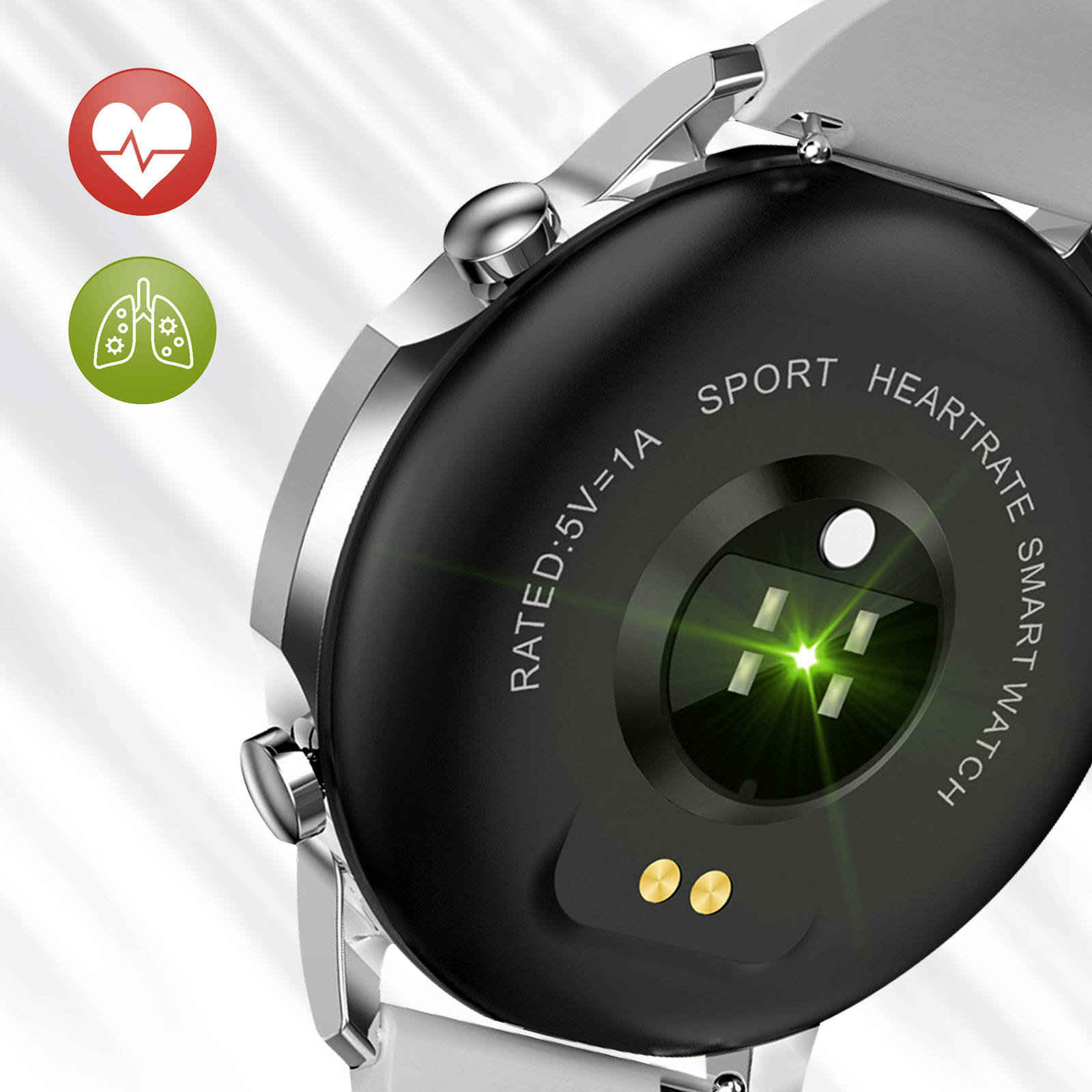 Smartwatch con Tracker Activity e Stato di Salute, Impermeabile - Argento -  Italiano