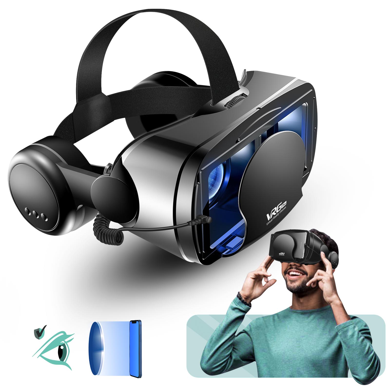 Casque VR en carton Z4 3D réalité virtuelle VR lunettes stéréo boîte pour  téléphone mobile blanc