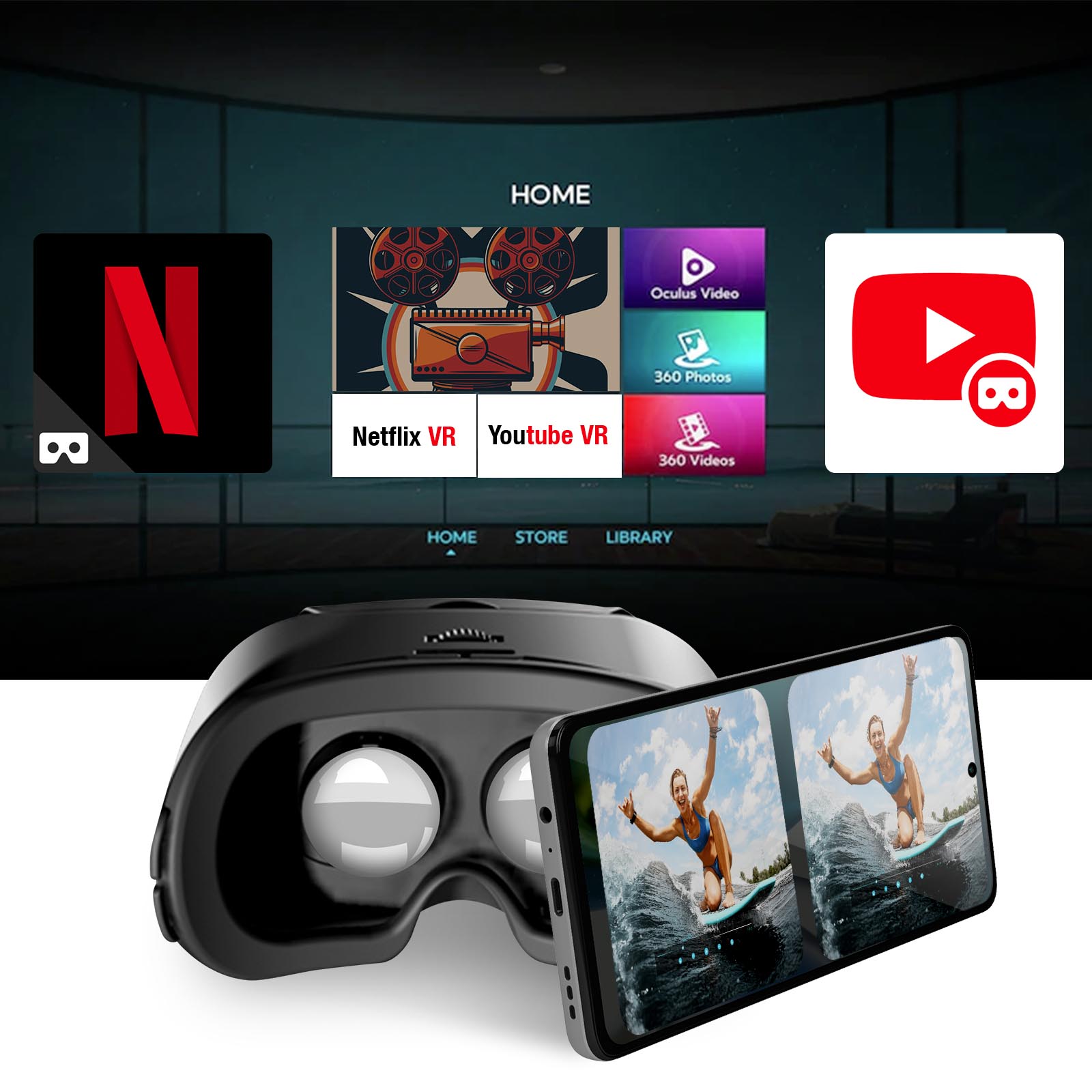 Casque VR 3D - Casques de réalité virtuelle pour PC avec lentille HD Blue  Light,Pas de Chargement de Lunettes VR, Appareil A614 - Cdiscount