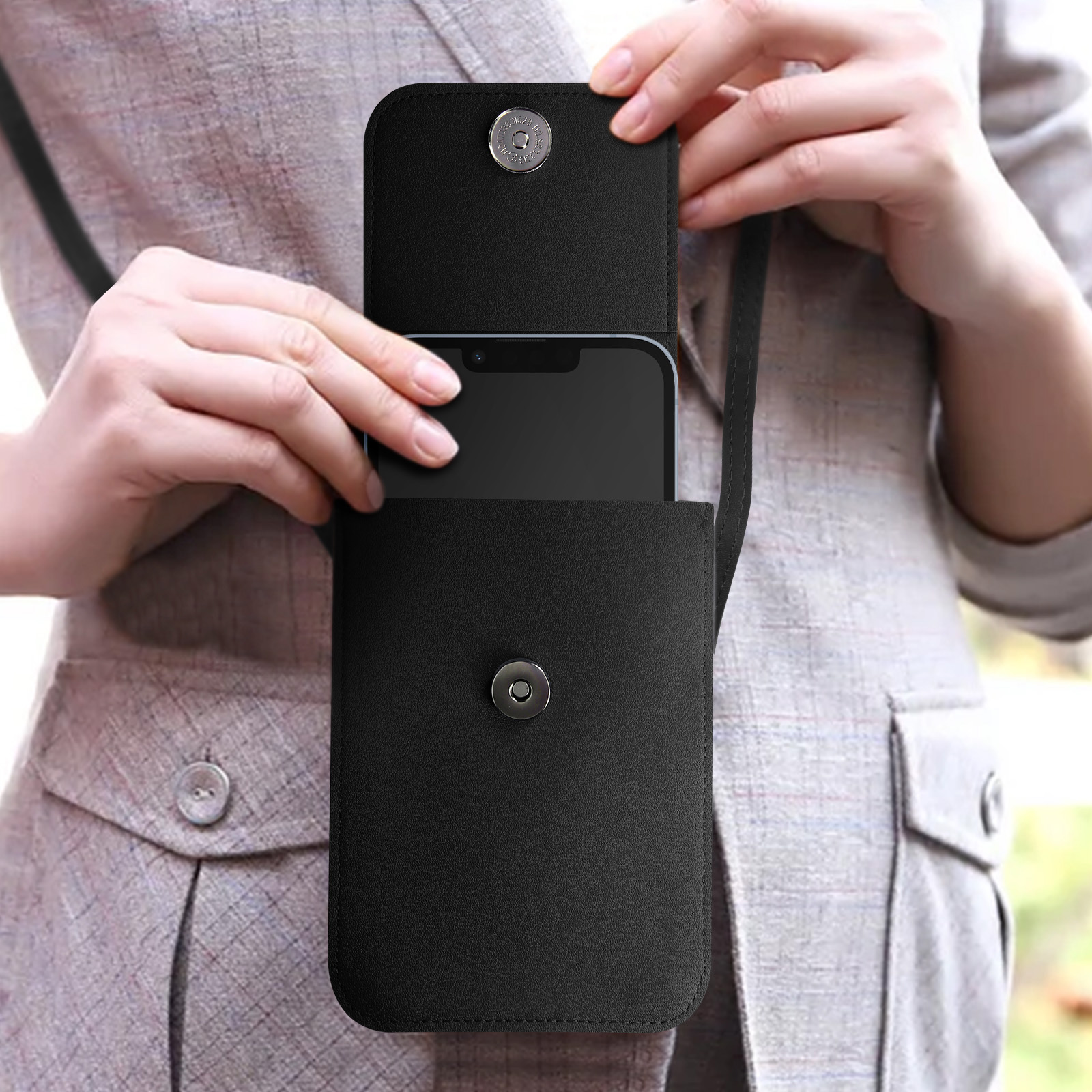 Pochette Bandoulière Smartphone avec Rangement carte Simili cuir