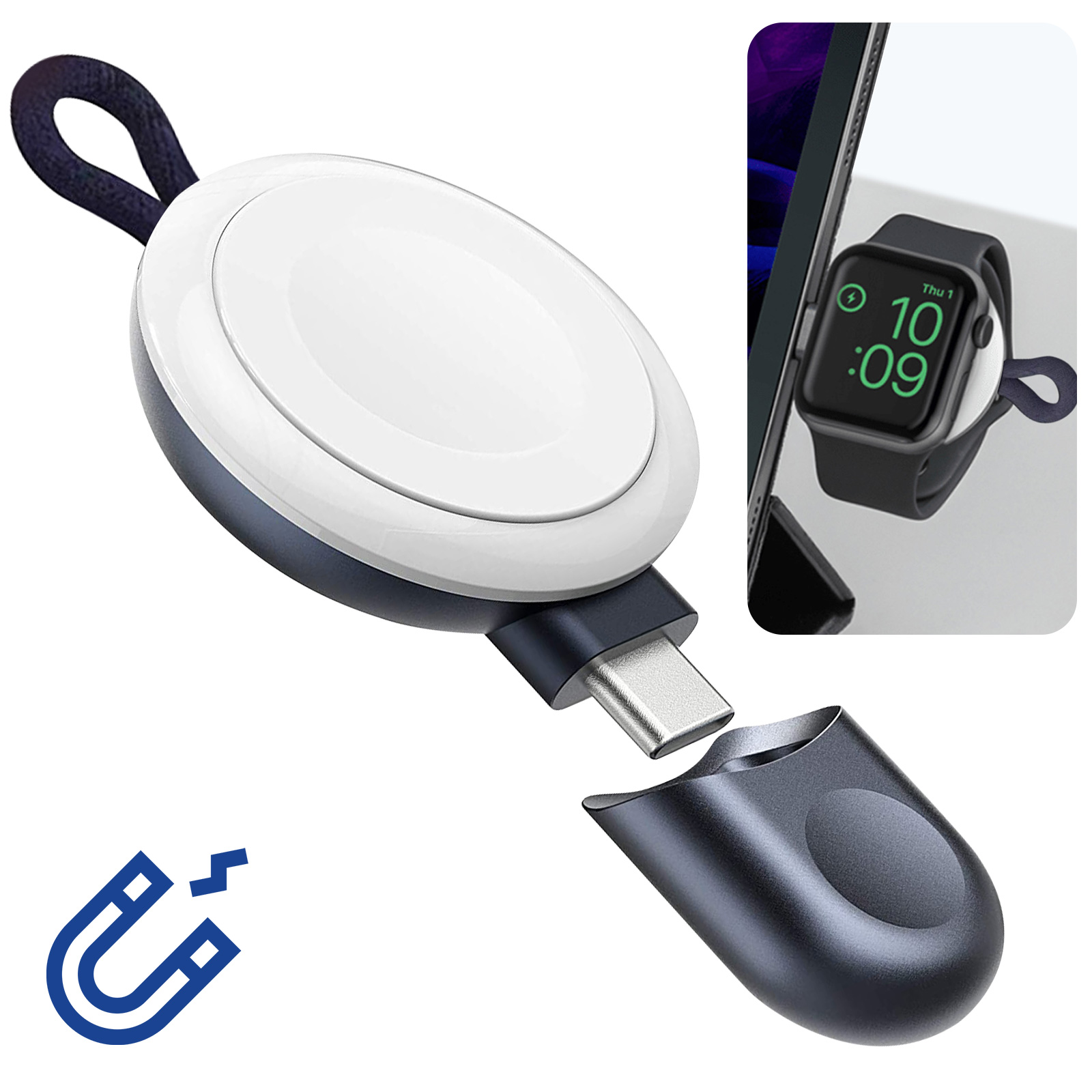 Chargeur magnétique USB-C pour Apple Watch (30 cm) Blanc - Chargeur pour  téléphone mobile