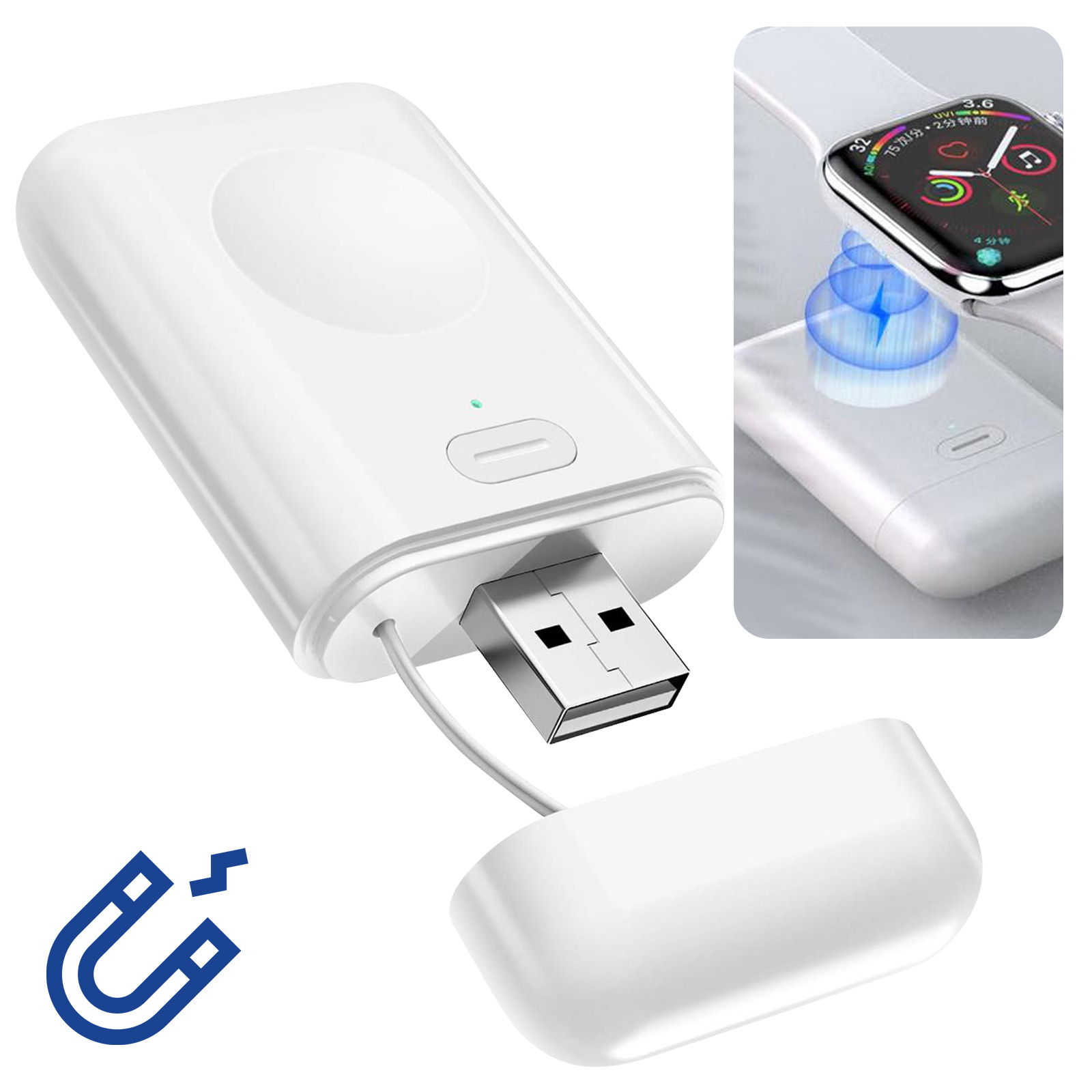 Avizar Chargeur de Poche pour Apple Watch 7, 6, 5, 4, 3, et 2,  Ultra-Compact avec Charge Sans Fil, Connecteur USB-C - Accessoires montre  et bracelet - LDLC