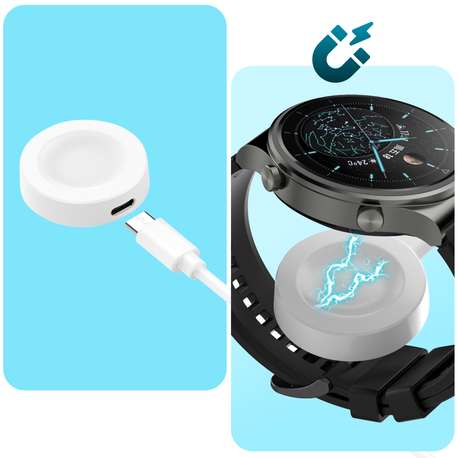 Avizar Chargeur Sans Fil pour Huawei Watch GT 3 Pro / GT 2 Pro / GT Runner  / GT 3 + Câble USB vers USB-C - Blanc - Accessoires montre et bracelet -  LDLC
