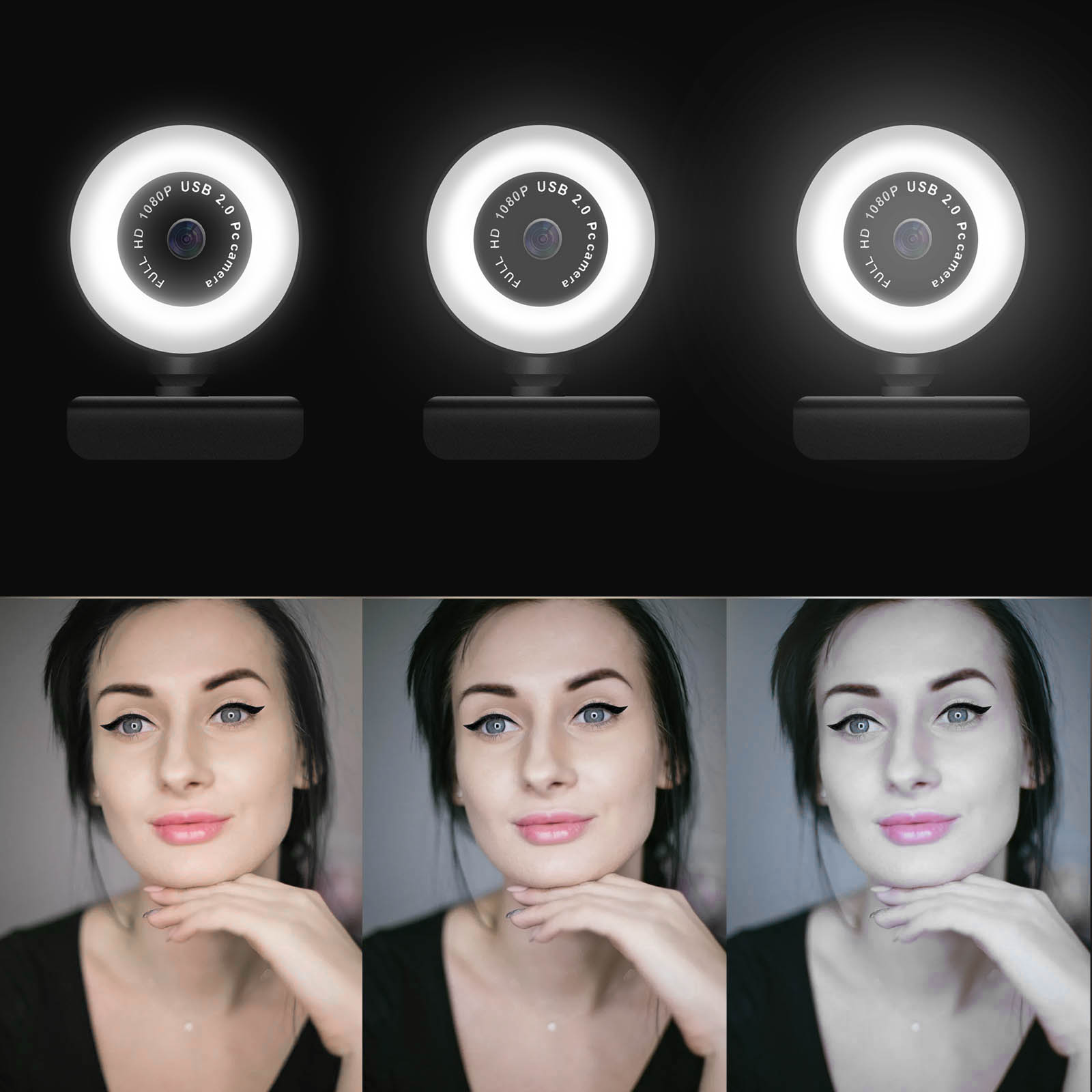 Webcam streamer 1080 P avec anneau LED intégré - INFLUENCE — TECLAB