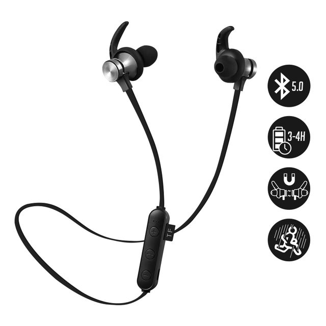 Auricolari sportivi Bluetooth con microfono, magnetici e resistenti  all'acqua – nero per Honor 50 - Italiano