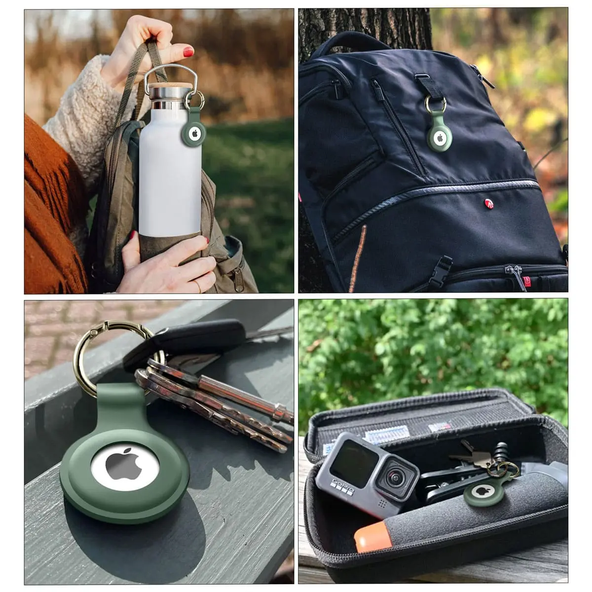 Lot de 2 supports AirTag avec broche, traqueur GPS caché Airtag en silicone  avec épingle invisible pour vêtements, sac à dos, bagages, coque
